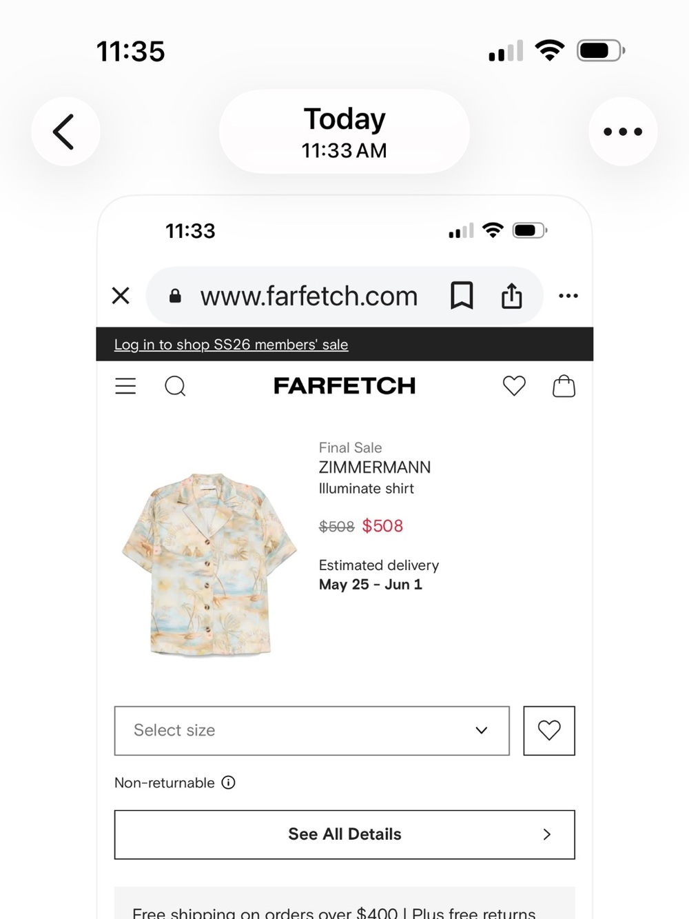 New With Tags Zimmerman Pastel Beach Shirt